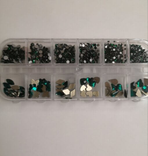 Box groen - Strass steentjes