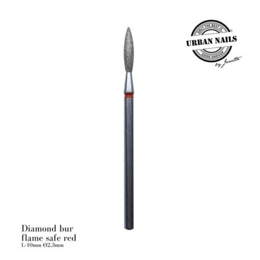 Diamond bur "flame" safe red, L- 10,0 mm, Ø2,3 mm