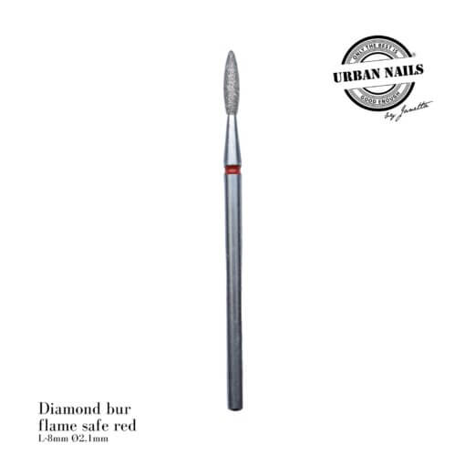 Diamond bur "flame" safe red, L- 8,0 mm, Ø2,1 mm